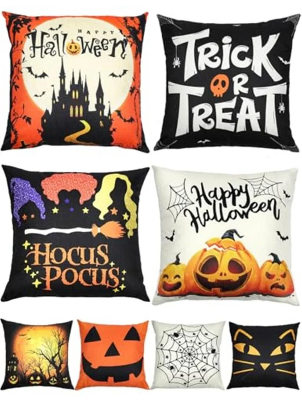 Halloween Decorations Set Of 4 Double-Sided Print Pillow Covers 18